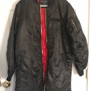 All Black bomber long jacket